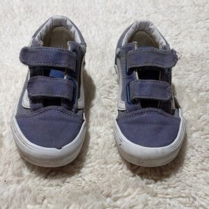Vans Kids Old School Chambray Blue Velcro Sneakers